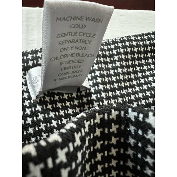Avenue Black White Diamond Straight Leg Front Pockets Pull On Stretch Pants 16 - Picture 7 of 7